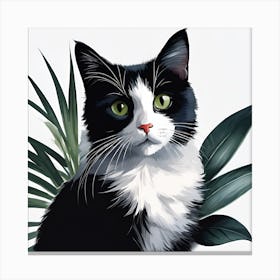 Black Cat With Green Eyes Canvas Print