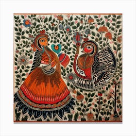 Indian Painting, Traditional Painting, Oil On Canvas, Brown Color 1 Canvas Print