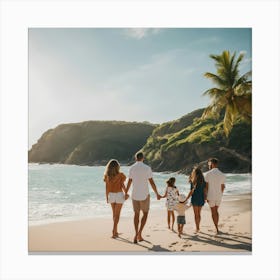 Family On The Beach Canvas Print