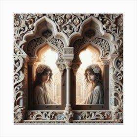 Two Women In A Window 1 Canvas Print