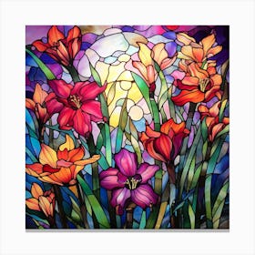 Stained Glass Flowers 3 Canvas Print