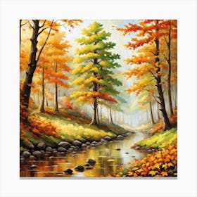 Forest In Autumn In Minimalist Style Square Composition 312 Canvas Print