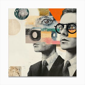 'Two Men In Glasses' Collage Canvas Print