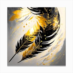 Feather Painting, Gold Feather Painting, Feather Painting, Feather Painting, Feather Painting Canvas Print
