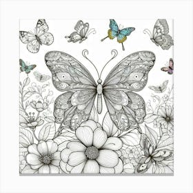 Line Art butterfly 5 Canvas Print