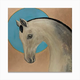 Turquoise moon and horse Canvas Print