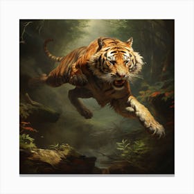 Tiger In The Forest Canvas Print