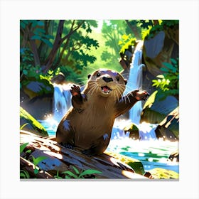 Otter In The Forest Canvas Print