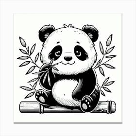 Line Art panda 2 Canvas Print