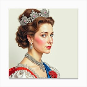 Graceful Watercolor Of Queen Elizabeth I, Capturing Her Majestic Presence 1 Canvas Print