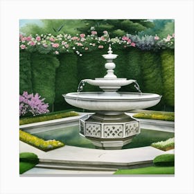 Fountain In The Garden 4 Canvas Print