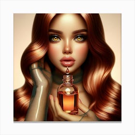 Girl Holding A Bottle Of Perfume Canvas Print