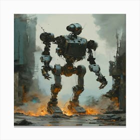Robot In The City 1 Canvas Print