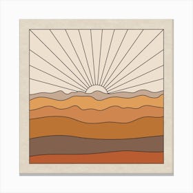 Warm Abstract Sunrise Square Canvas Print