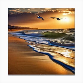 Sunset Seagulls 1 Canvas Print