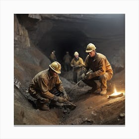 Mine Workers In A Mine 3 Canvas Print