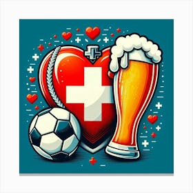 Switzerland Football and beer euro 2024 Canvas Print