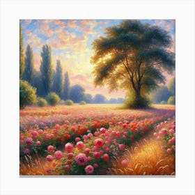 Sunset In The Field Canvas Print