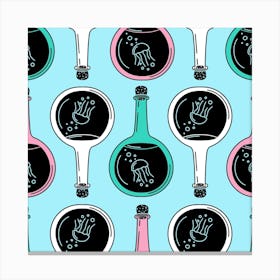 Seamless Pattern With Bottles Canvas Print