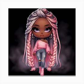 Black Girl With Pink Hair Canvas Print