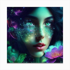 Fairy Girl With Flowers Canvas Print