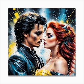Johnny Depp And Belle Canvas Print