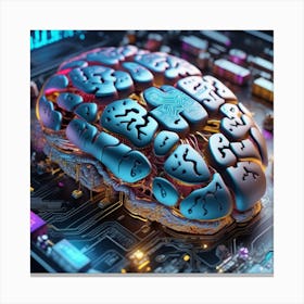 Brain On A Circuit Board 96 Canvas Print