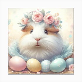 Easter Guinea Pig with Eggs Canvas Print