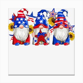 Limited Edition American Gnomes With Sunflowers 4th Of July Canvas Print