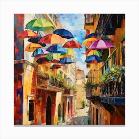 Umbrellas On The Street 1 Canvas Print