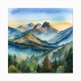 Watercolor Mountains 5 Canvas Print