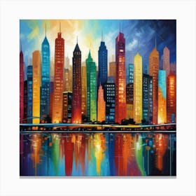 1000014981 Colorful abstract painting cities royalty. Canvas Print