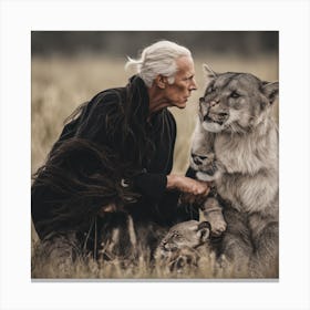 Portrait Of A Lioness and the old Canvas Print