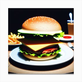 Hamburger And Fries 1 Canvas Print