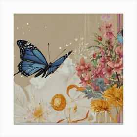 Butterfly And Flowers Canvas Print