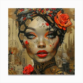 'The Girl With Roses' Canvas Print