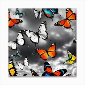 Colorful Butterflies In The Sky 5 Canvas Print