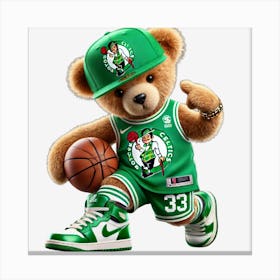 Boston Celtics Teddy Bear Canvas Print