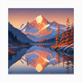 Mountain Lake Landscape Art Print (1) Canvas Print