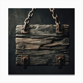 Old Wooden Plank Hanging On Chain Canvas Print