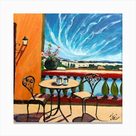 Table On The Balcony Canvas Print