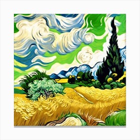 A Wheatfield With Cypresses, Vincent van Gogh Canvas Print