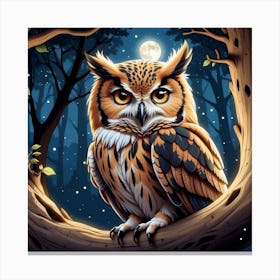 Owl In The Forest Canvas Print