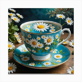 Daisy Cup And Saucer Canvas Print