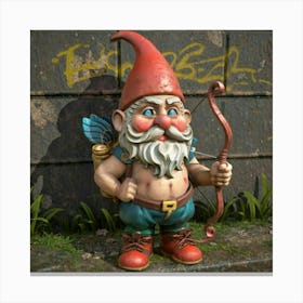 Cupid Gnome With Hart Bow And Arrow Canvas Print