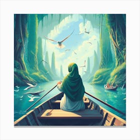 Girl In Boat Canvas Print