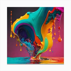 Poured colorful paint Canvas Print