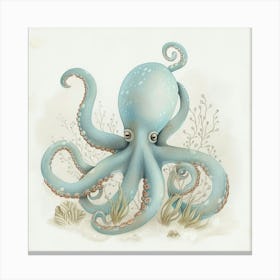 Storybook Style Octopus With Ocean Plants 6 Canvas Print