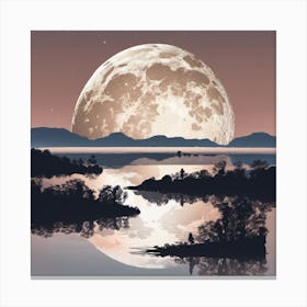 Big Moon, Landscape And Water  Canvas Print