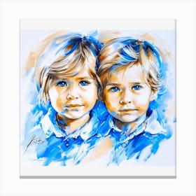 Two Boys In Blue Canvas Print